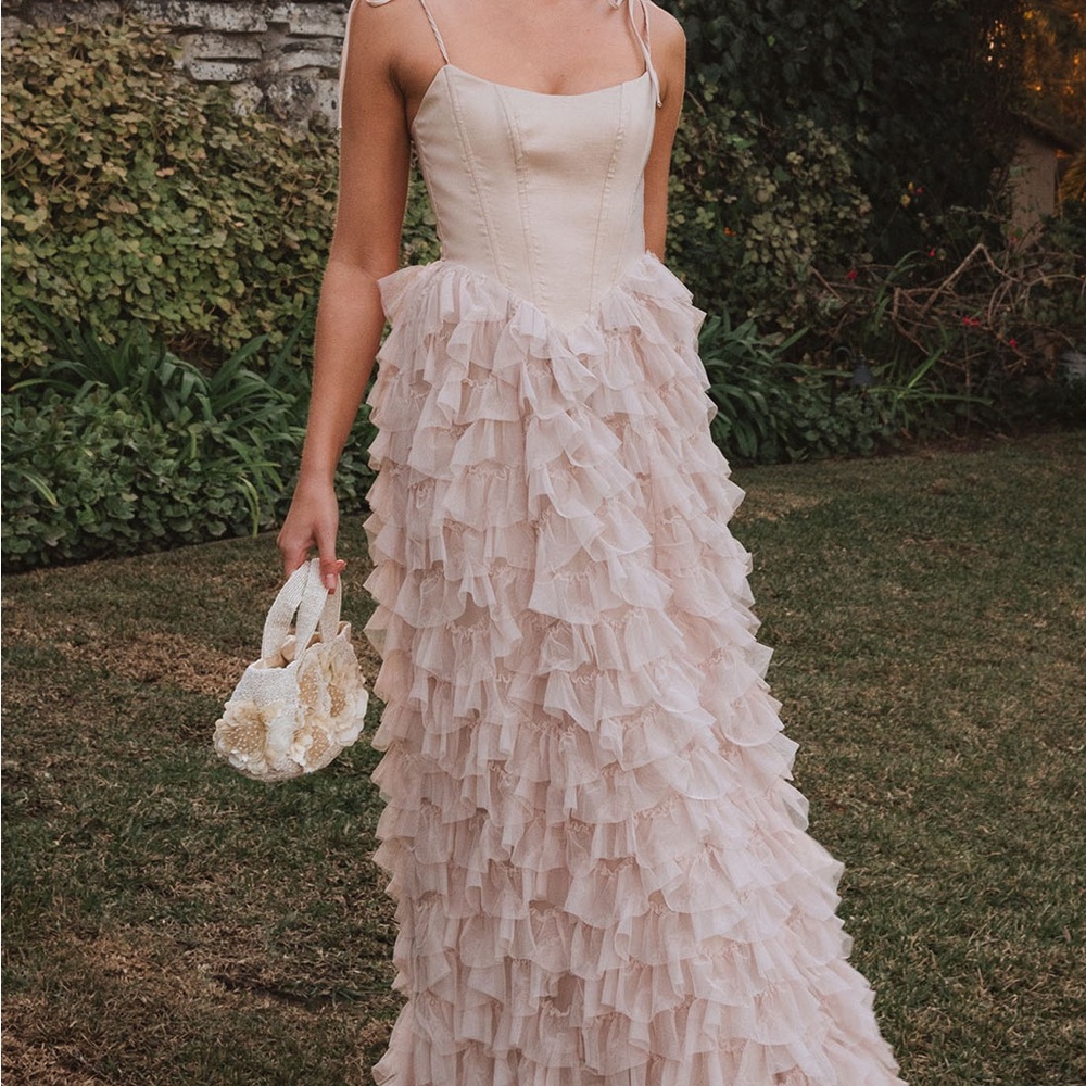 Show Me Your Mumu Champagne Ruffled Francesca Gown